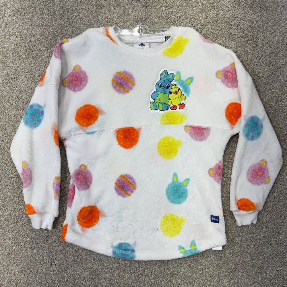 Disney Spirit Jersey Pullover Unisex‎ Small White Toy Story Ducky Bunny Fleece